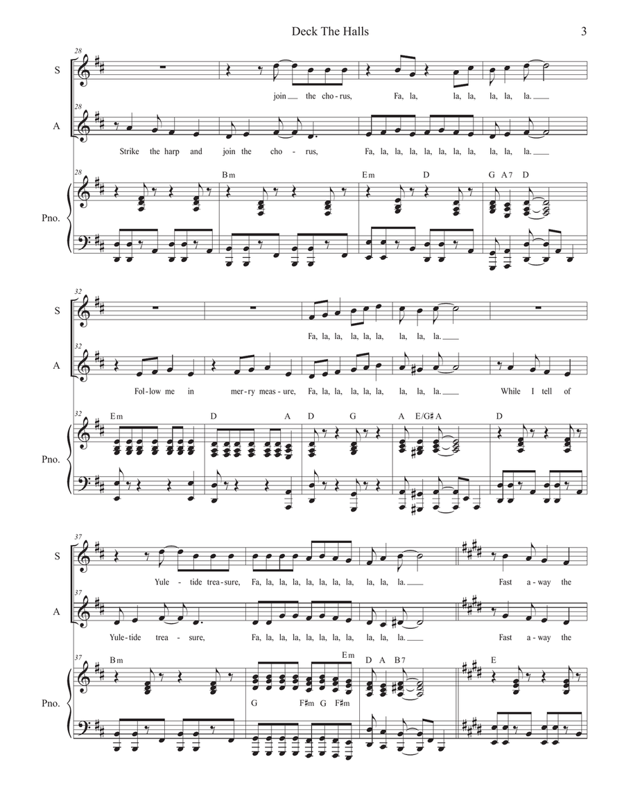 Deck The Halls (Duet for Soprano and Alto solo) Alto Voice scores gallery preview page 3