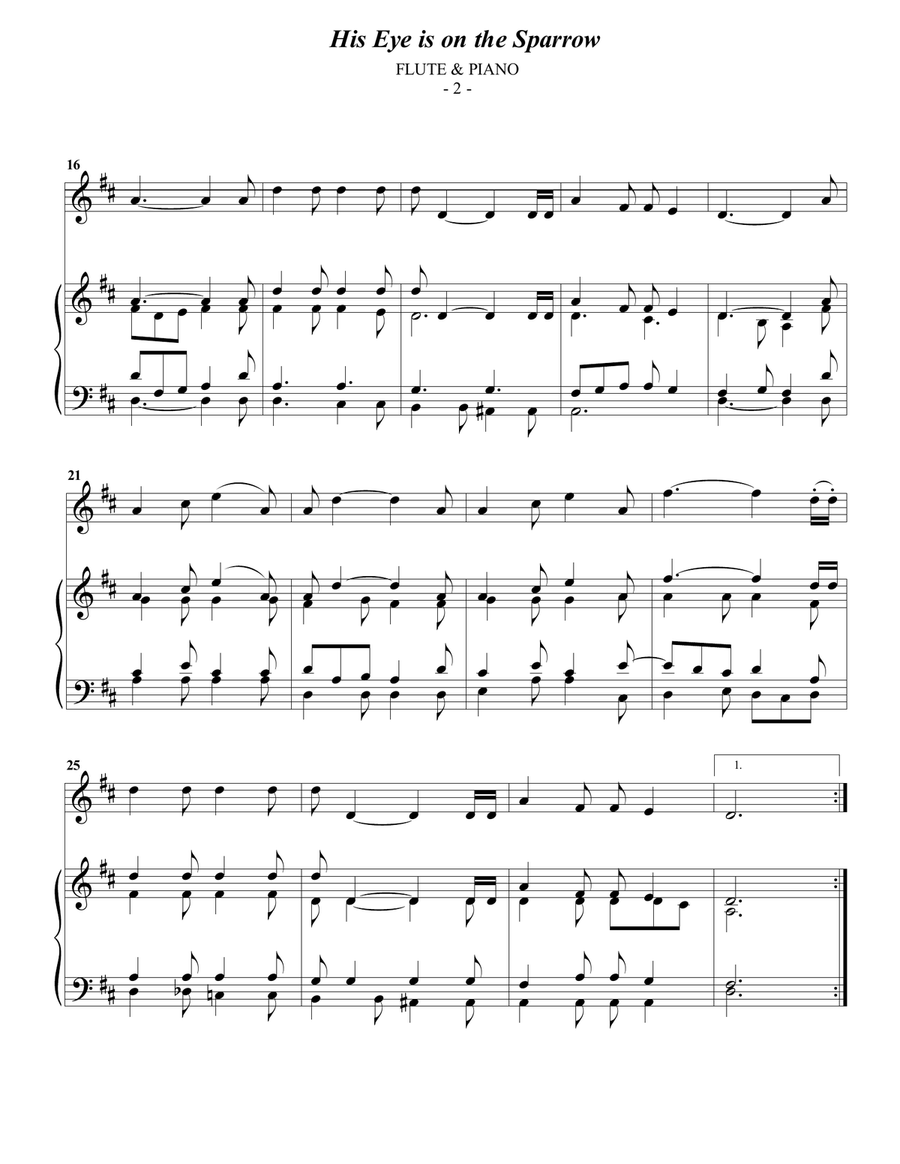 Gabriel: His Eye Is On The Sparrow for Flute & Piano Flute Solo scores gallery preview page 2
