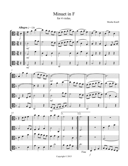 Minuet for 4 Violas