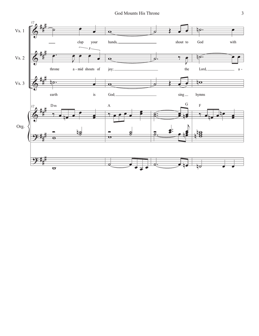 God Mounts His Throne (Psalm 47) (SAB) 3-Part scores gallery preview page 3