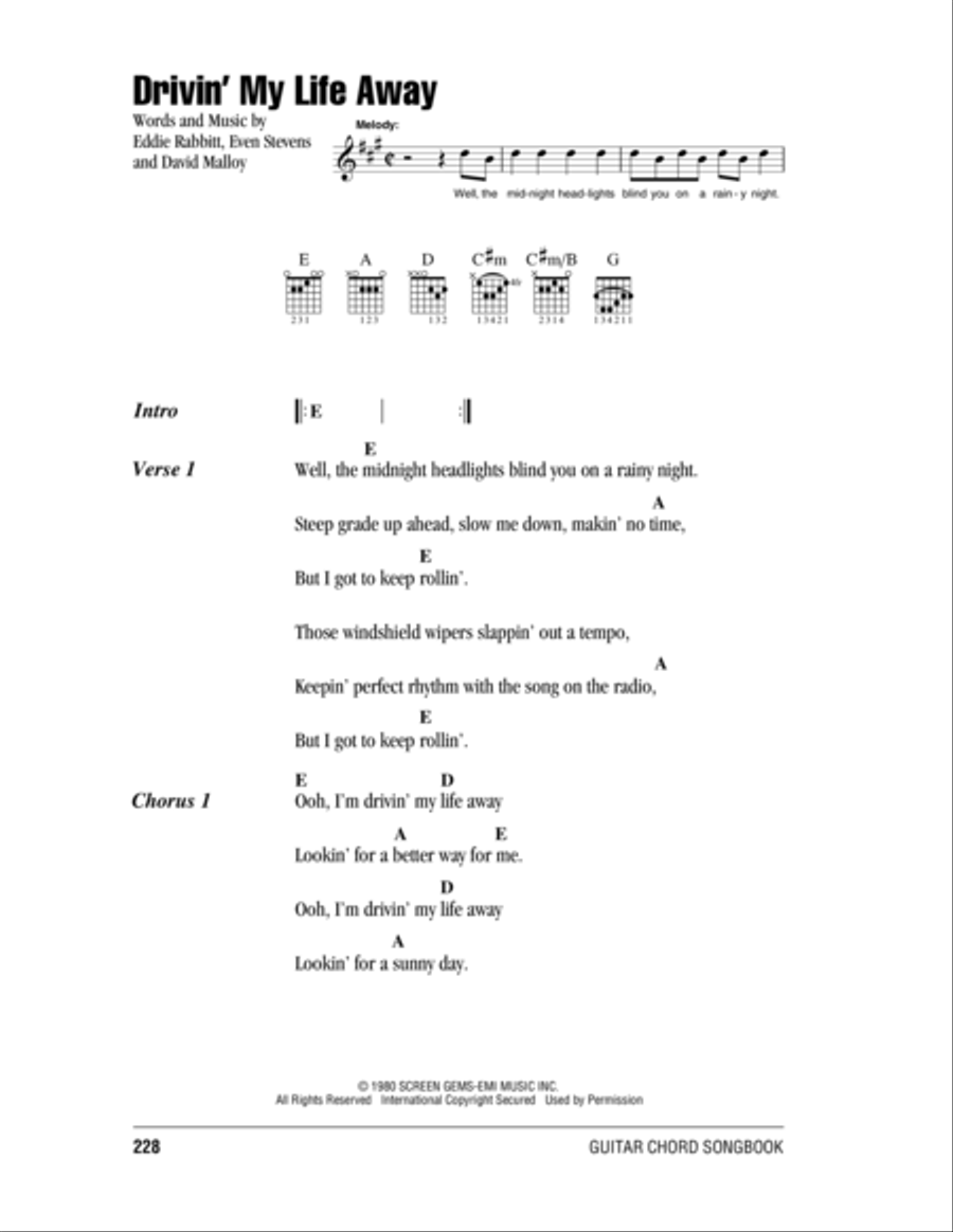 Drivin' My Life Away Acoustic Guitar scores gallery preview page 1