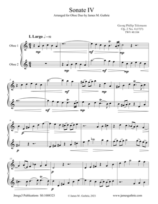 Telemann: Sonata Op. 2 No. 4 for Oboe Duo