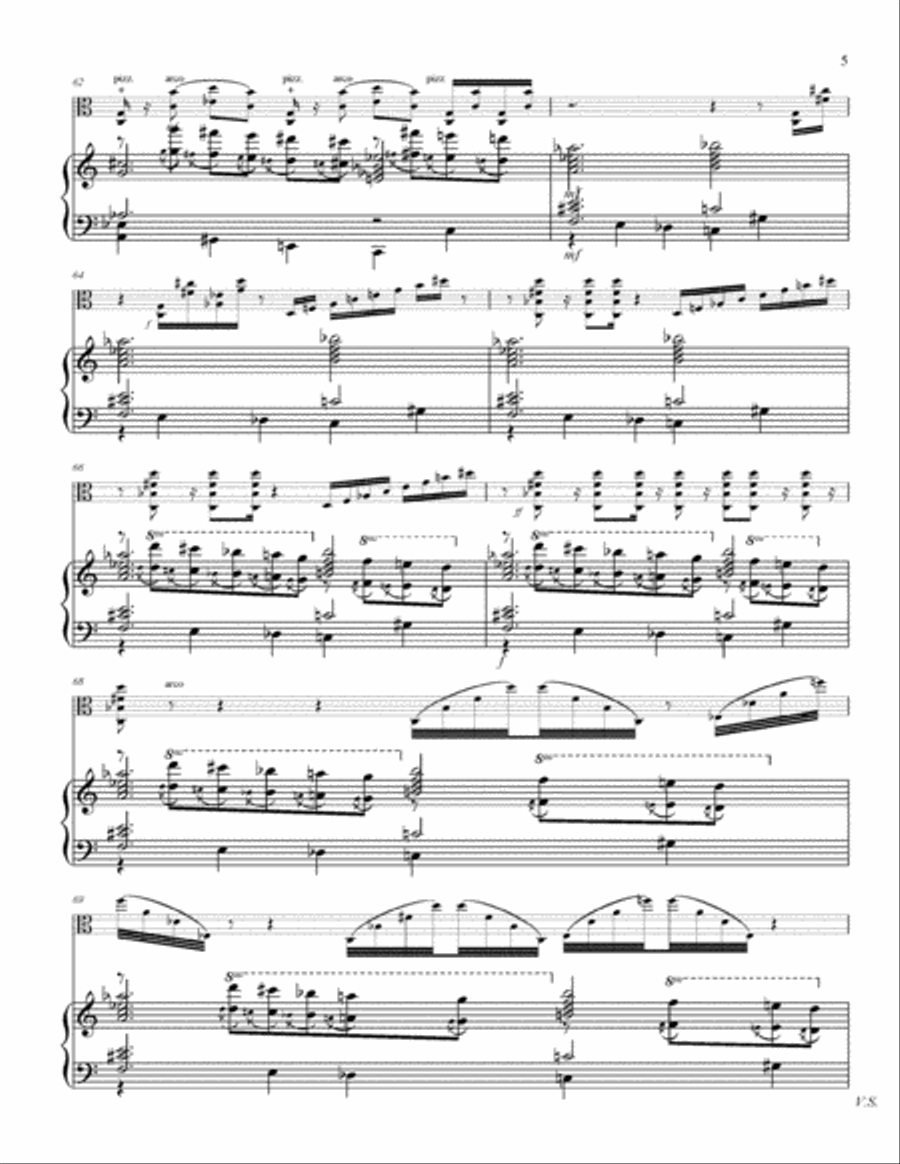 Tears of the Heliad for solo viola and piano Piano scores gallery preview page 5
