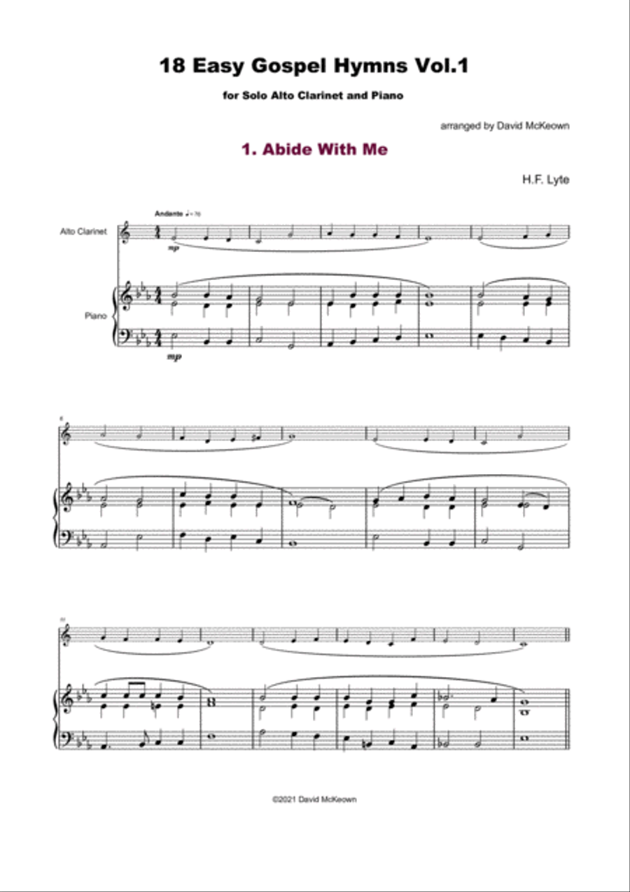 18 Gospel Hymns Vol.1 for Solo Alto Clarinet and Piano E-Flat Clarinet scores gallery preview page 2