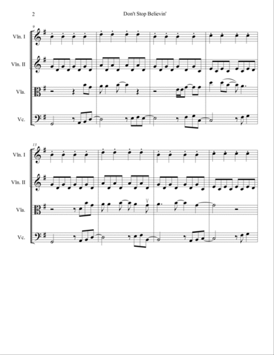 Don't Stop Believin' String Quartet scores gallery preview page 3