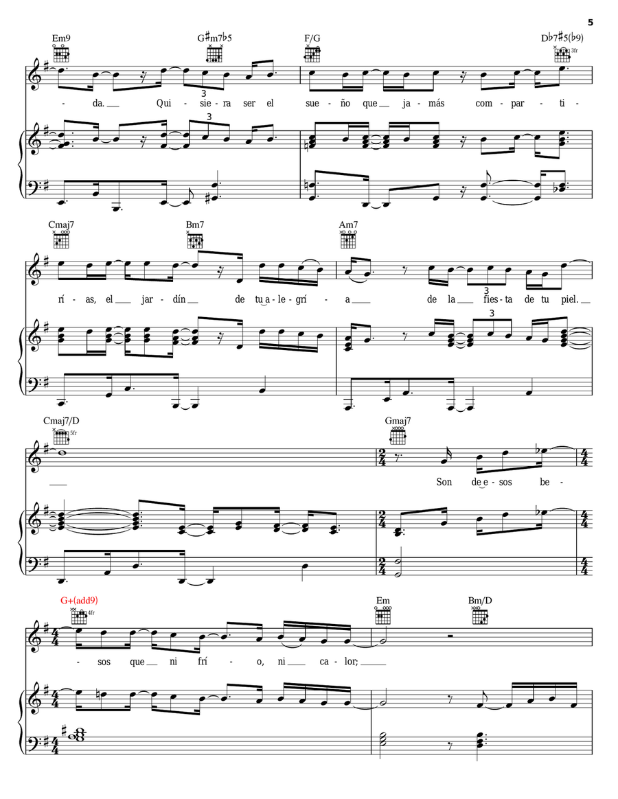Quisiera Ser Quisiera Ser Piano, Vocal, Guitar scores gallery preview page 5