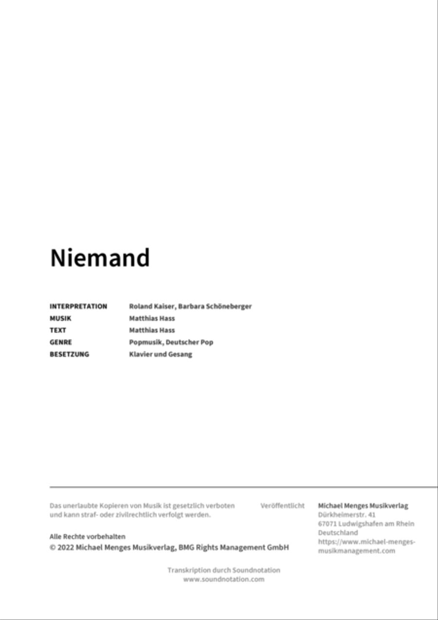 Niemand Voice Solo scores gallery preview page 2