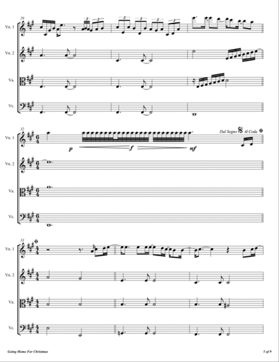 Going Home For Christmas String Quartet scores gallery preview page 6