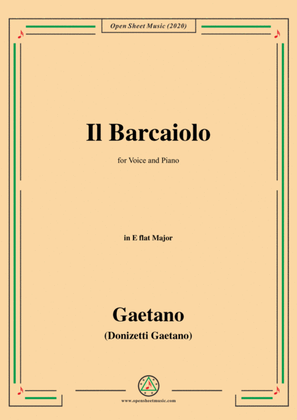 Donizetti-Il Barcaiolo,in E flat Major,for Voice and Piano