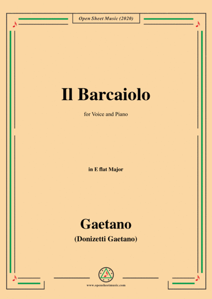 Donizetti-Il Barcaiolo,in E flat Major,for Voice and Piano