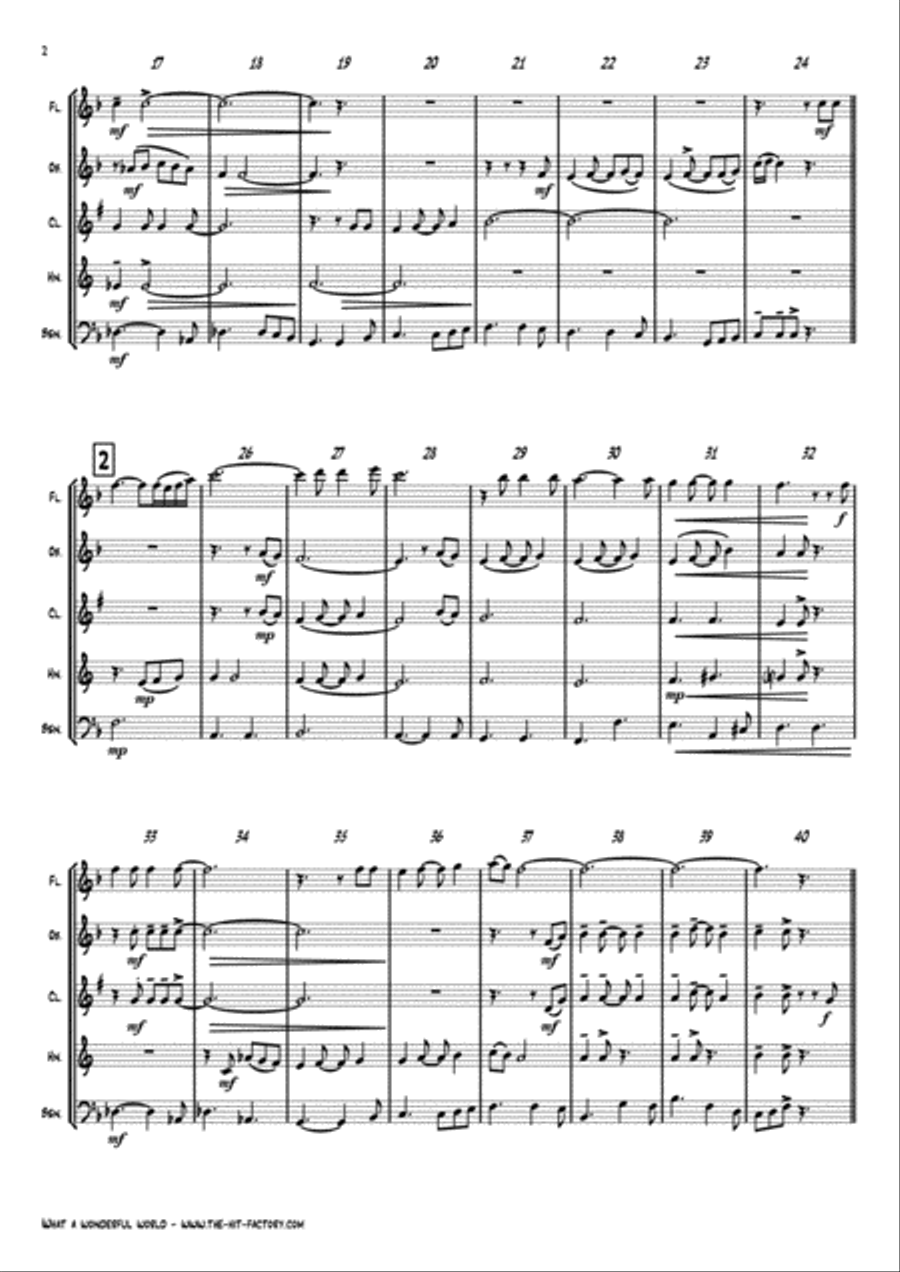 What A Wonderful World Woodwind Quintet scores gallery preview page 2