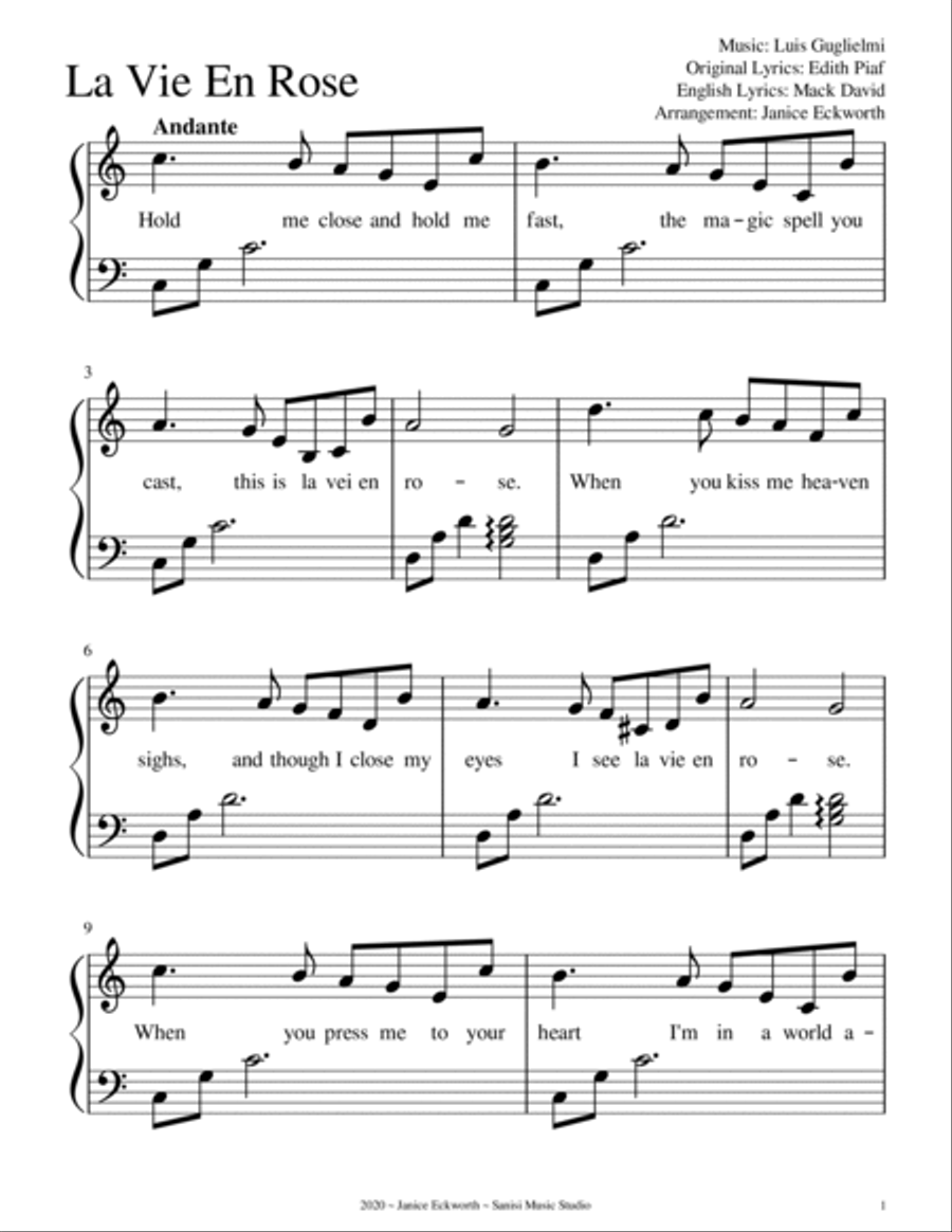 La Vie En Rose Harp scores gallery preview page 3