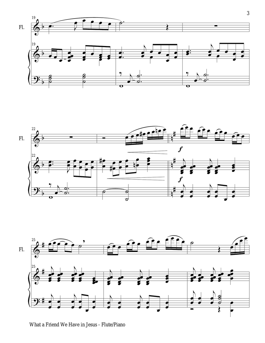 WHAT A FRIEND WE HAVE IN JESUS (Flute/Piano and Flt Part) Flute Solo scores gallery preview page 3