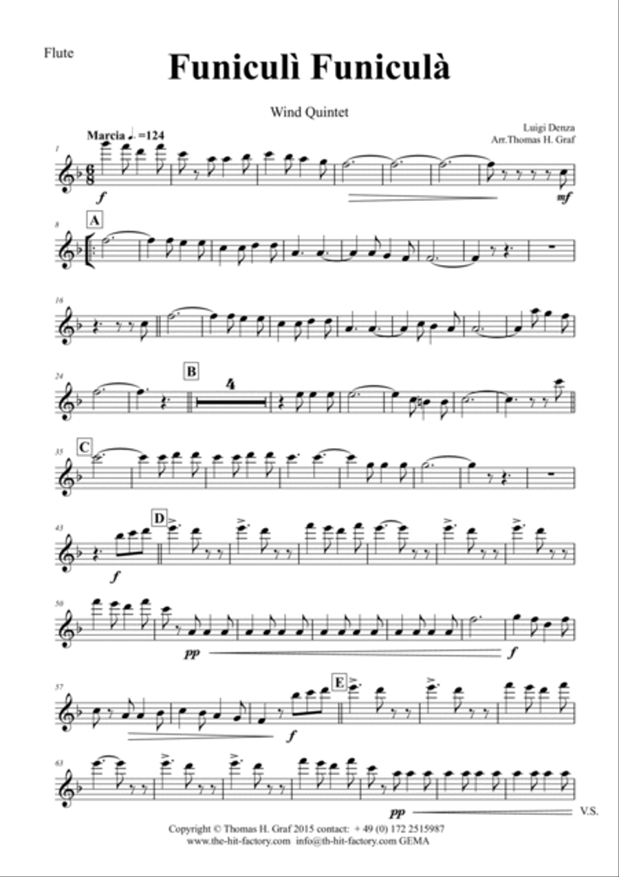 Funiculi Funicula - Italian Evergreen - Woodwind Quintet - F Woodwind Quintet scores gallery preview page 6