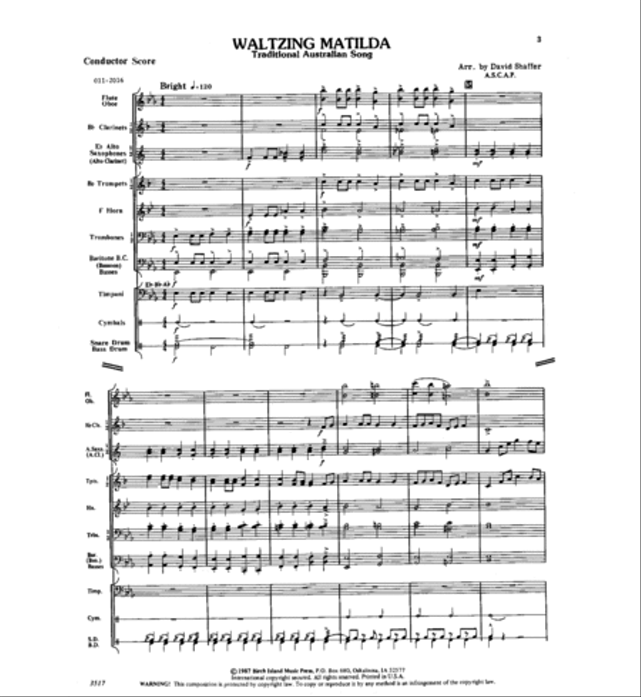 Waltzing Matilda Concert Band scores gallery preview page 3