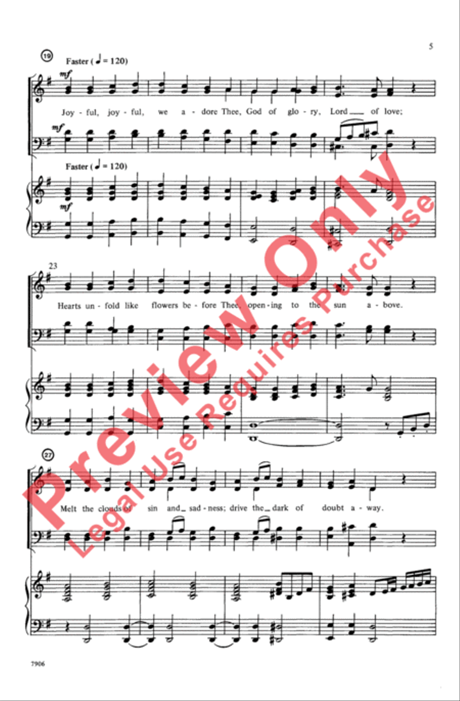 Joyful, Joyful, We Adore Thee 4-Part scores gallery preview page 4
