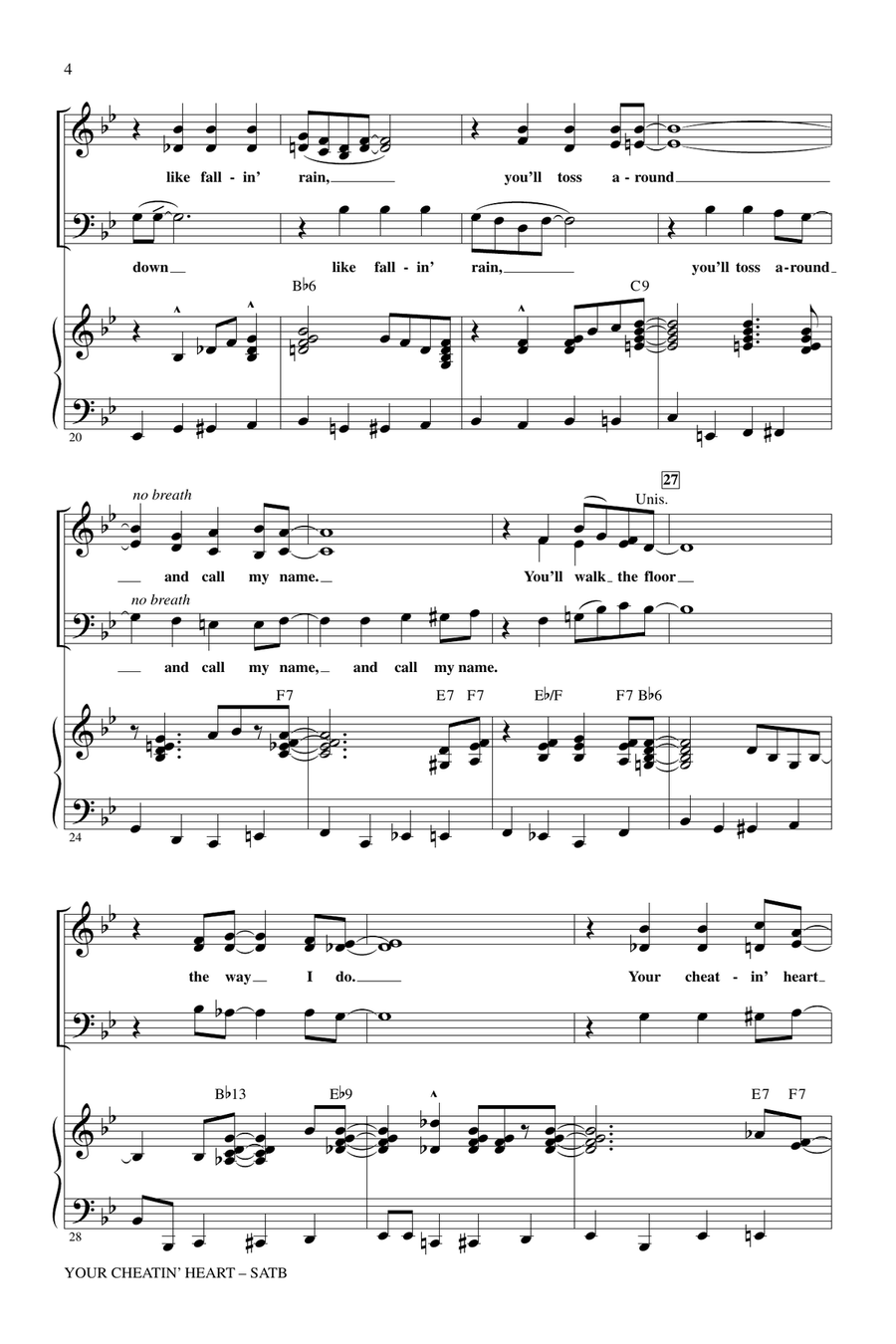 Your Cheatin' Heart 4-Part scores gallery preview page 3