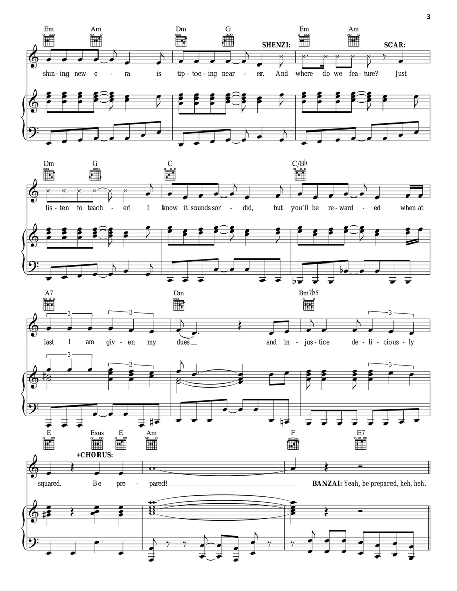 Be Prepared (from The Lion King) Piano, Vocal, Guitar scores gallery preview page 3