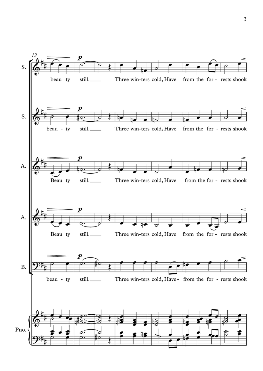 You Never Can Be Old - Sonnet 104 - Choir SSAAB 3-Part scores gallery preview page 3