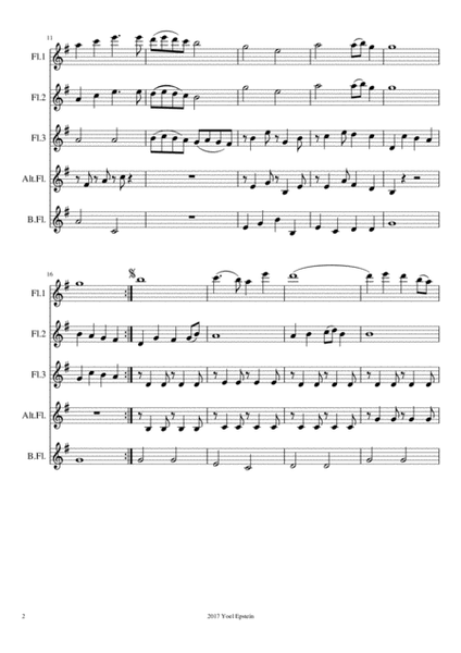 Erev Ba - Israeli folksong for flute choir image number null
