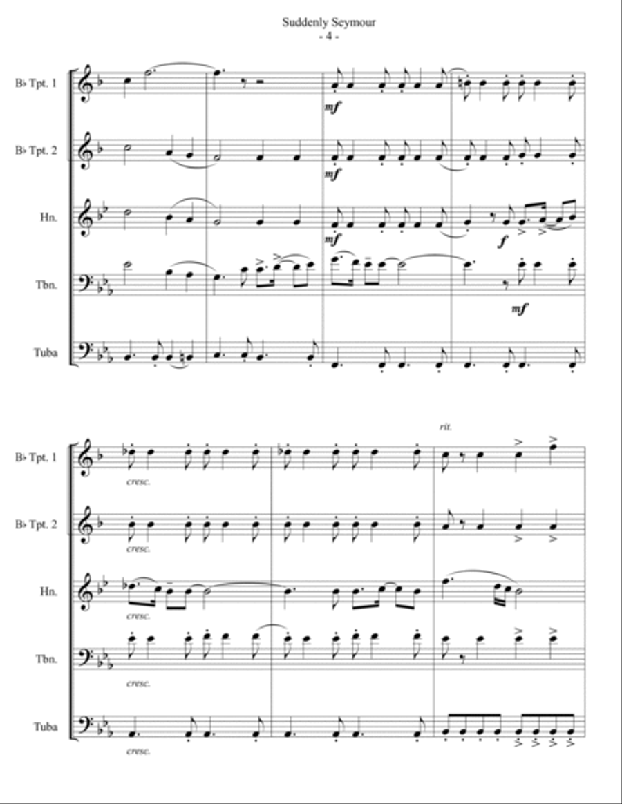 Suddenly Seymour Brass Ensemble scores gallery preview page 5