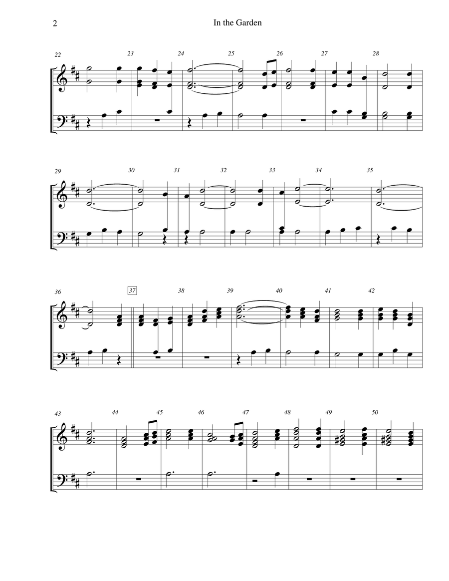 In the Garden (I Come to the Garden Alone) - for 2-octave handbell choir 2-Octaves scores gallery preview page 2