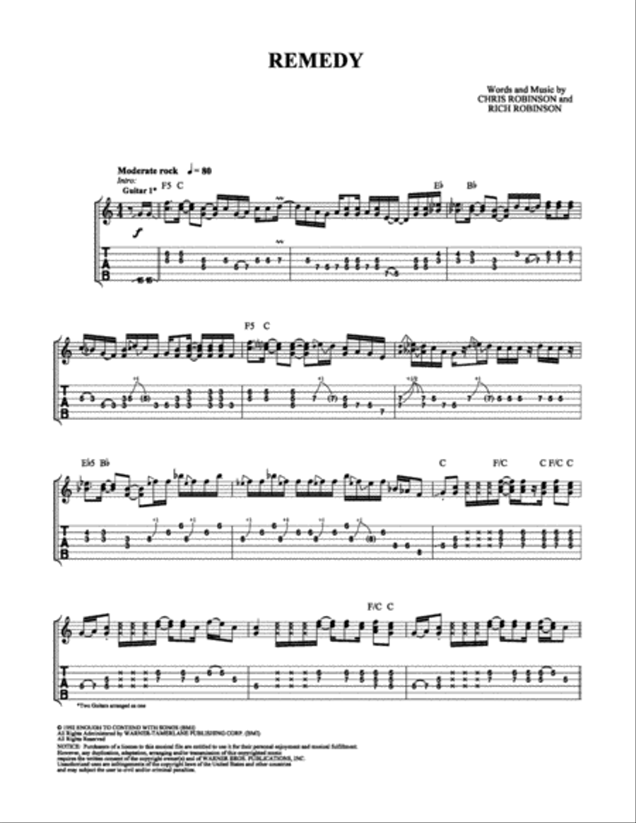 Remedy Electric Guitar scores gallery preview page 1