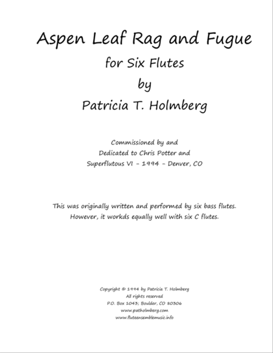 Aspen Leaf Rag and Fugue for Six Flutes Woodwind Ensemble scores gallery preview page 1