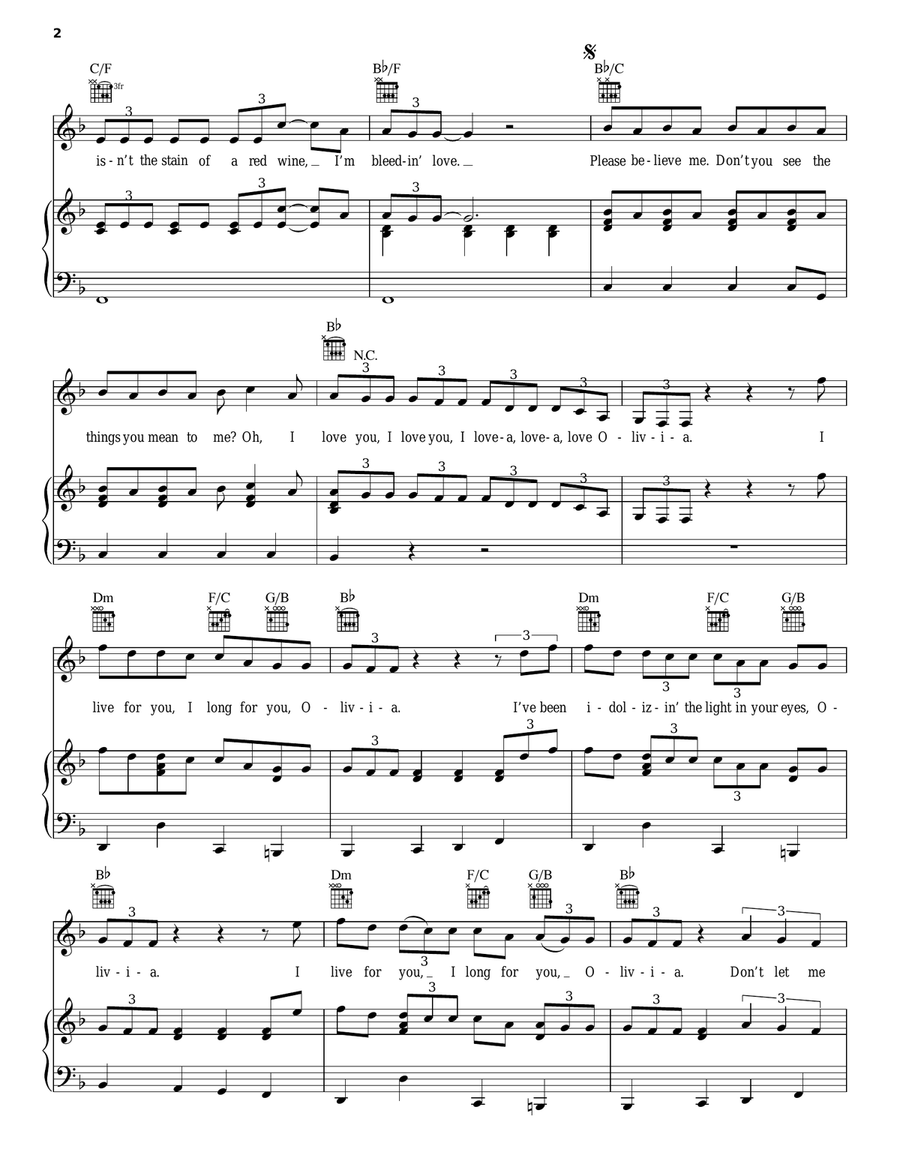 Olivia Piano, Vocal, Guitar scores gallery preview page 2