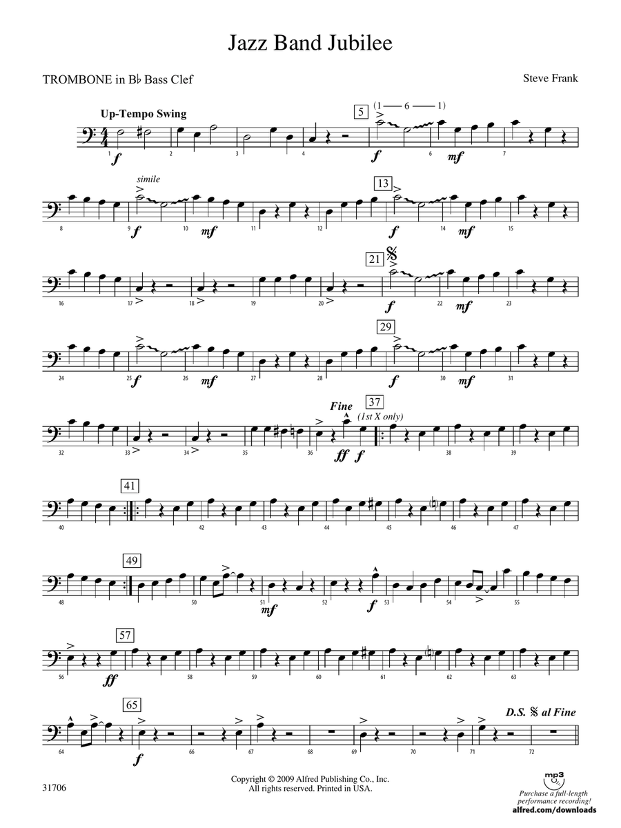 Jazz Band Jubilee: (World Part) 1st B-flat Trombone B.C.