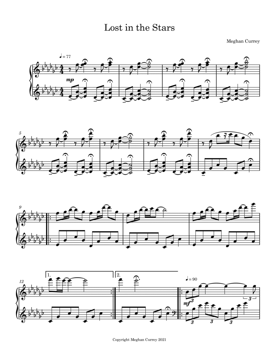 Lost in the Stars Lost in the Stars Piano Solo scores gallery preview page 1