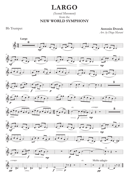 Largo from "New World Symphony" for Trumpet and Piano image number null