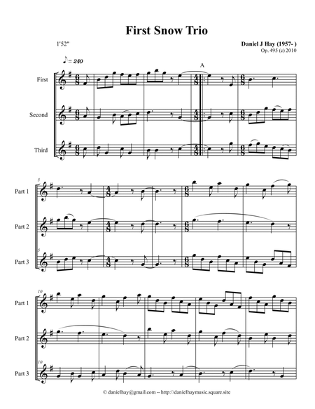 First Snow Trio (Opus 495) Soprano, Alto, Tenor Recorders - Score Only image number null