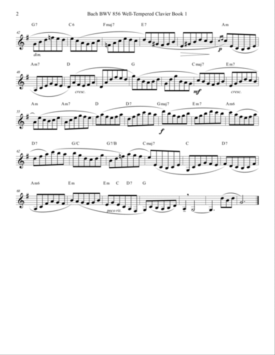 Bach BWV 856 Well-Tempered Clavier Book 1 Prelude 11 In F Clarinet Study A Clarinet scores gallery preview page 2