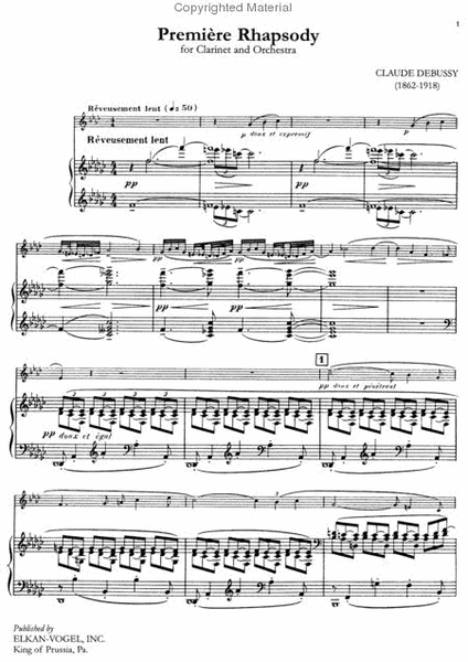Premiere Rhapsody by Claude Debussy Clarinet Solo - Sheet Music