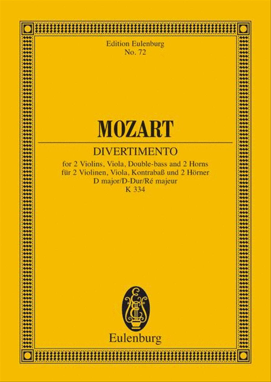 Divertimento No. 17 D major Horn scores gallery preview page 1