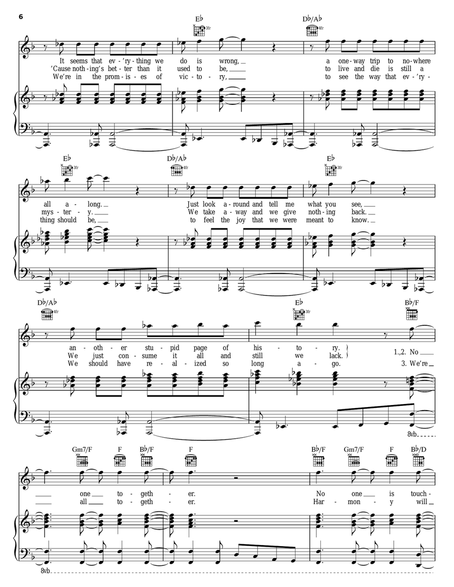 No One Together Piano, Vocal, Guitar scores gallery preview page 6