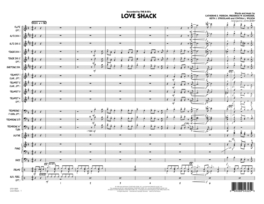 Love Shack - Full Score Jazz Ensemble scores gallery preview page 1