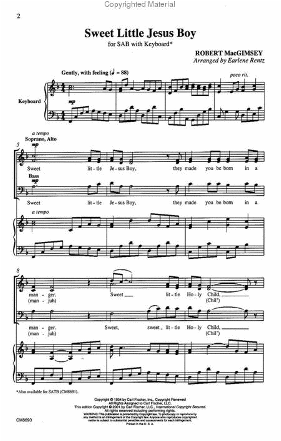 Sweet Little Jesus Boy 3-Part scores gallery preview page 2