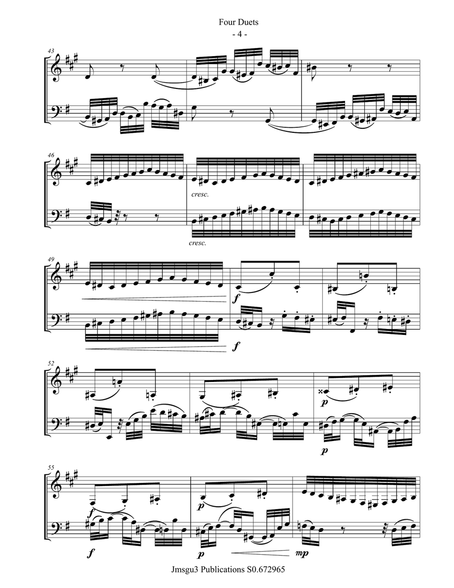 Bach: Four Duets for Bass Clarinet & Cello Chamber Music scores gallery preview page 4