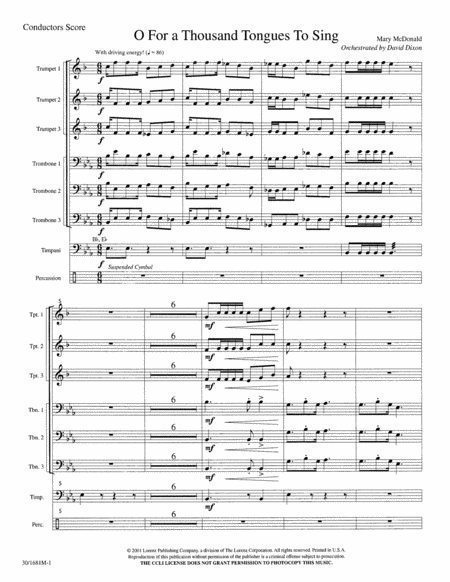 O For a Thousand Tongues to Sing! - Brass/Perc Score