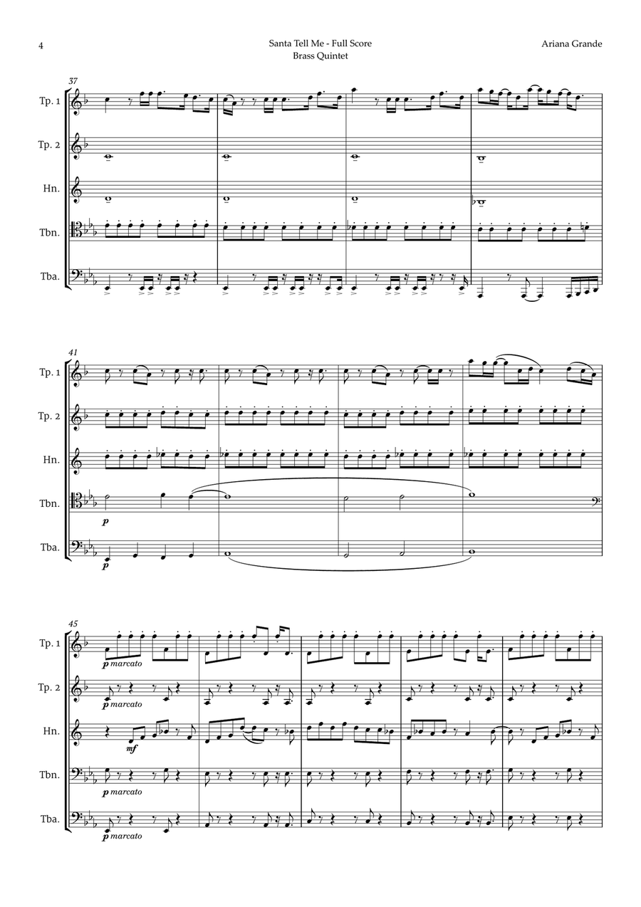Santa Tell Me Brass Quintet scores gallery preview page 4