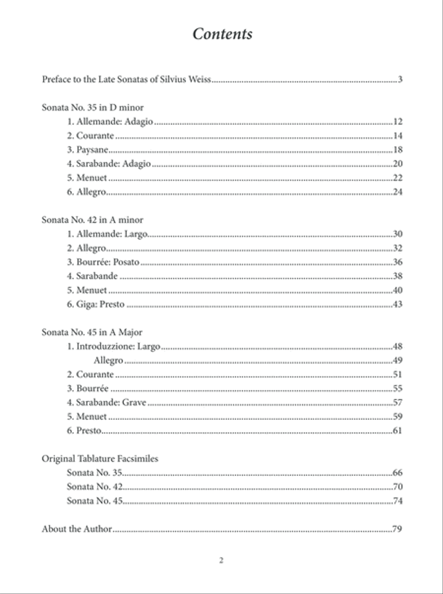 Sylvius Leopold Weiss - Three Late Sonatas for Classical Guitar Acoustic Guitar scores gallery preview page 3