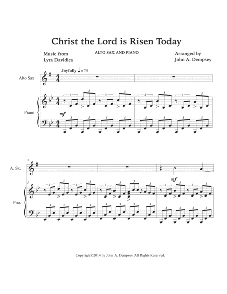 Christ the Lord is Risen Today (Easter Duet for Alto Sax and Piano) image number null
