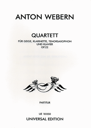 Book cover for Quartet, Op. 22, Score/Piano Part