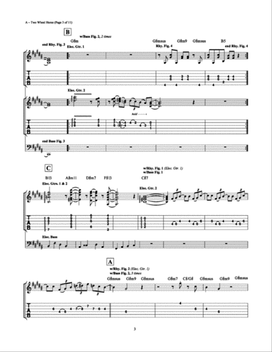 Two Wheel Horse Electric Guitar scores gallery preview page 3