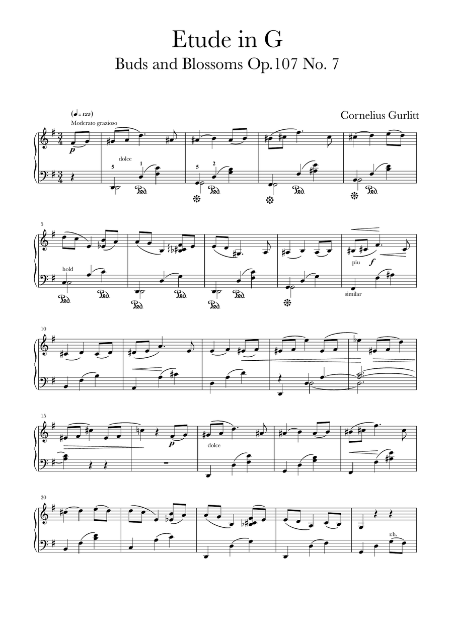 Etude in G Op.107No. 7 Piano Method scores gallery preview page 1