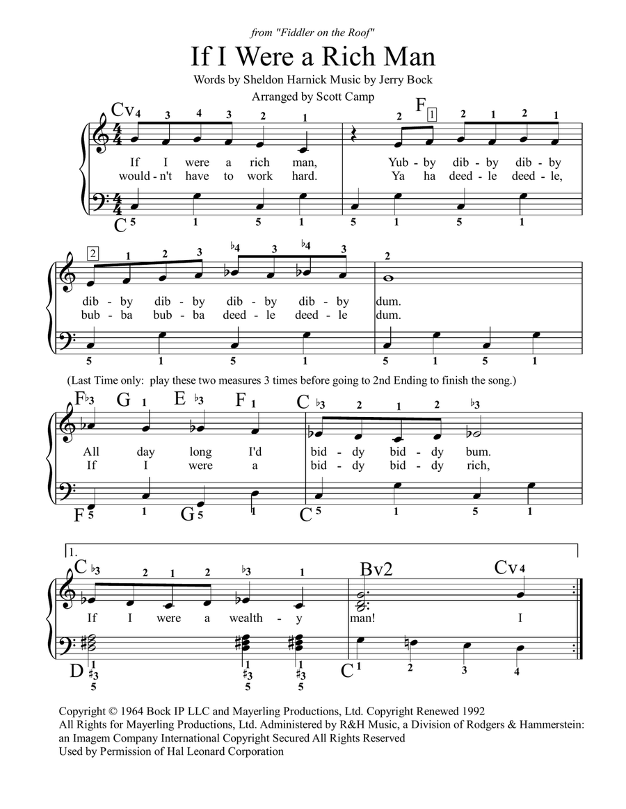 If I Were A Rich Man Piano Solo scores gallery preview page 1