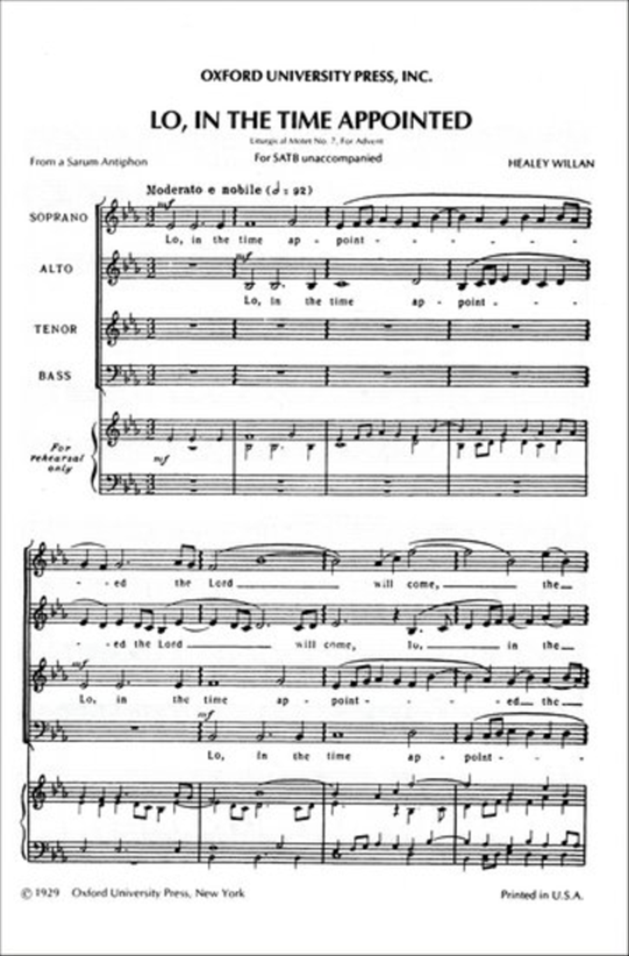 Lo, in the time appointed 4-Part scores gallery preview page 1