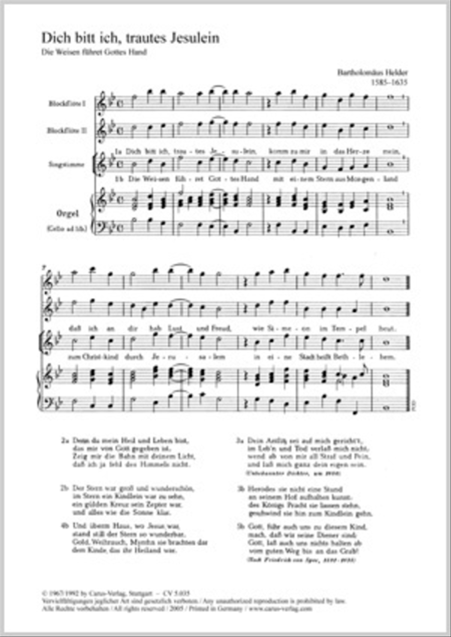 Dich bitt ich, Jesu, Herre mein Recorder scores gallery preview page 1